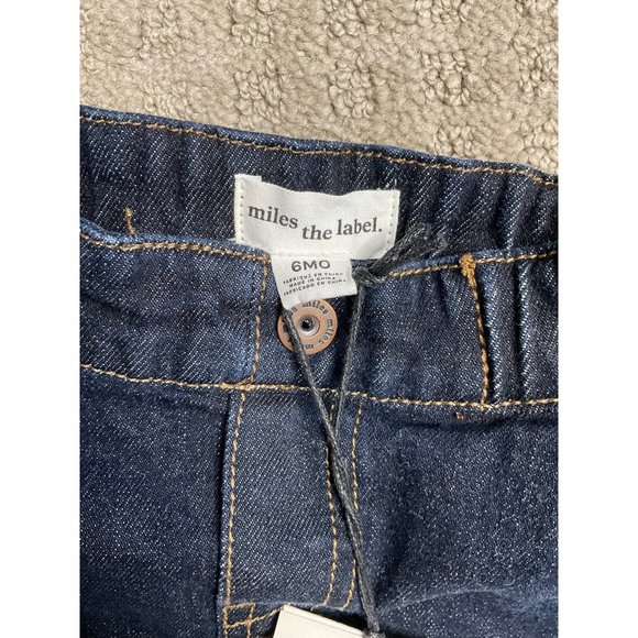 Miles The Label Jeans Baby 6 Month Blue Denim Dark Wash Elastic Waist Skinny Leg - Picture 3 of 3